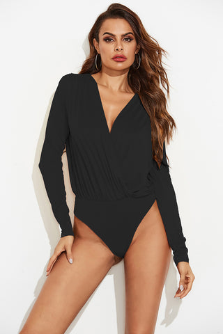 Surplice Long Sleeve Bodysuit Divacious