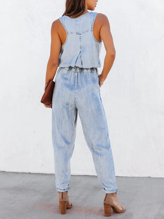 Drawstring Waist Sleeveless Jumpsuit Divacious