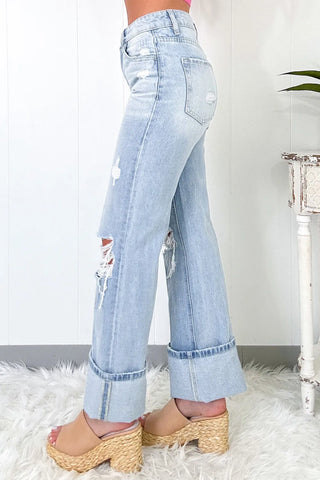 Distressed High Waist Jeans with Pockets Divacious