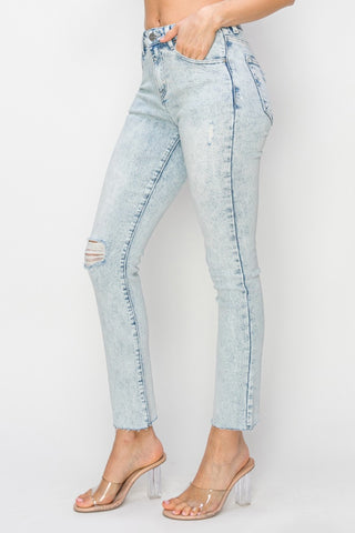 Full Size High Rise Distressed Skinny Jeans Divacious