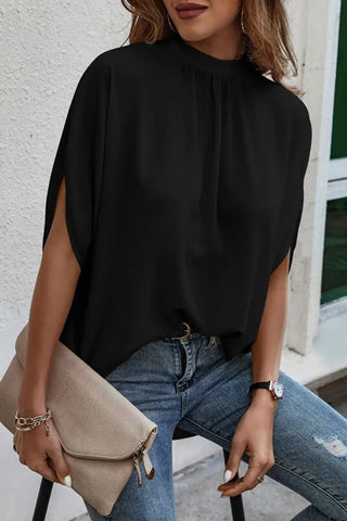 Tie Back Slit Half Sleeve Blouse Divacious