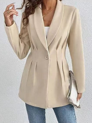 One Button Long Sleeve Blazer - Divacious