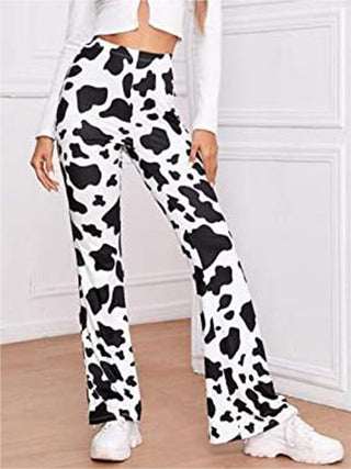 Cow Print High Waist Flare Pants Divacious