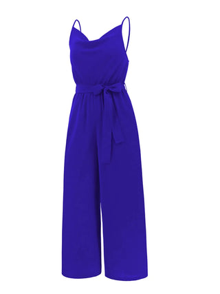 Tied Spaghetti Strap Wide Leg Jumpsuit Divacious