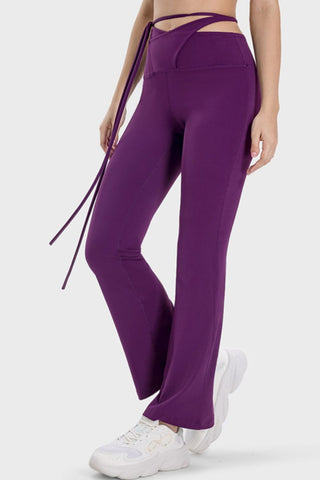 Millennia Tied Mid-Rise Waist Active Pants Trendsi