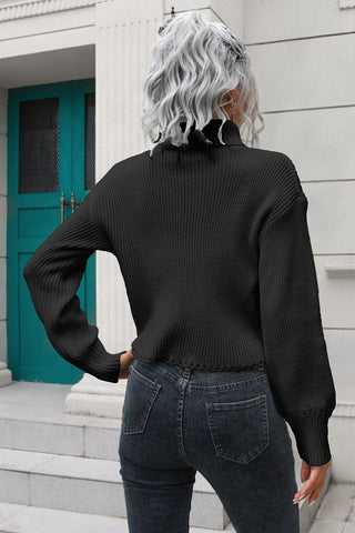 Turtleneck Dropped Shoulder Sweater Divacious