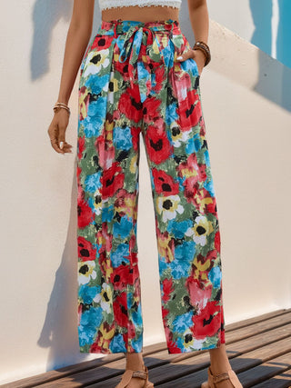 Tied Printed Wide Leg Pants Divacious