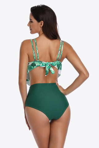 Two-Tone Ruffled Two-Piece Swimsuit Divacious