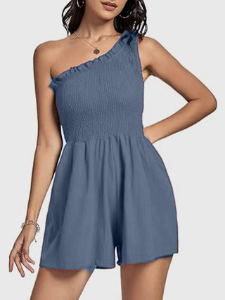 Smocked Single Shoulder Romper Divacious