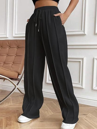 Drawstring Wide Leg Pants with Pockets - Divacious