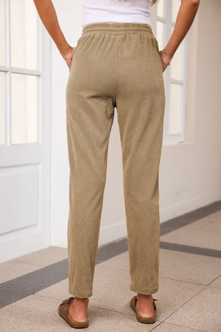 Drawstring Straight Pants with Pockets Divacious