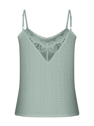 Eyelet Lace Detail V-Neck Cami Divacious