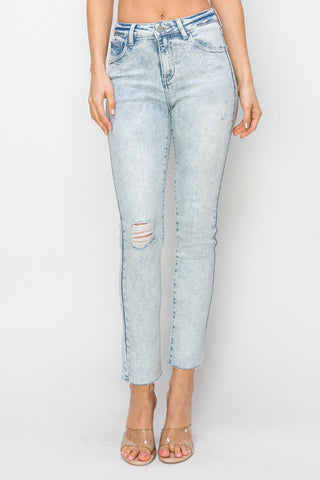 Full Size High Rise Distressed Skinny Jeans Divacious