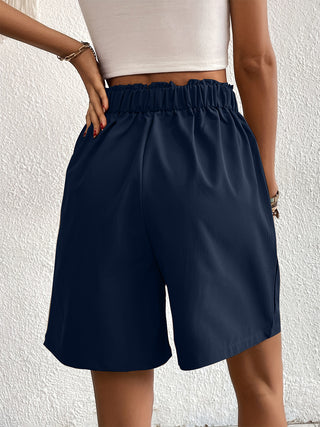 Pocketed Half Elastic Waist Shorts Divacious