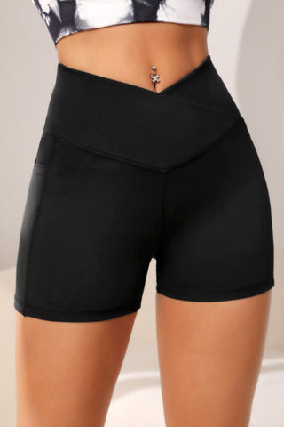 Wide Waistband Active Shorts with Pocket Divacious