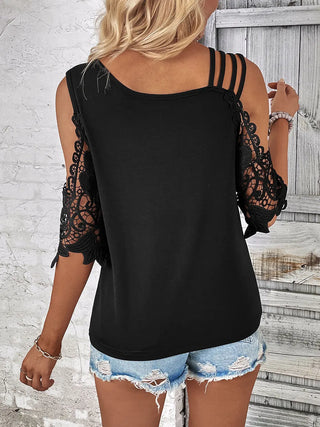 Lace Detail Cold Shoulder Blouse Divacious