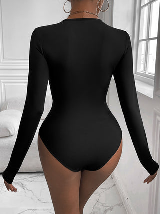 Twisted Round Neck Long Sleeve Bodysuit Divacious