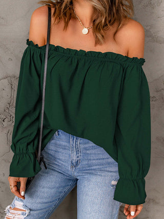 Off-Shoulder Flounce Sleeve Blouse Divacious