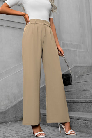 Pocketed High Waist Pants Divacious