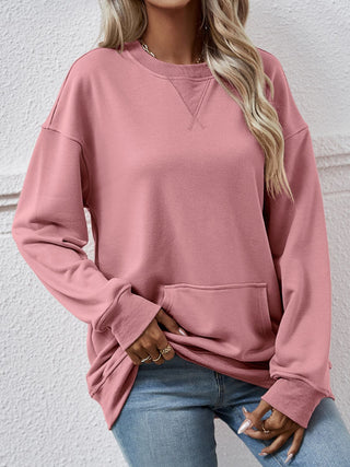 Round Neck Long Sleeve Sweatshirt Divacious