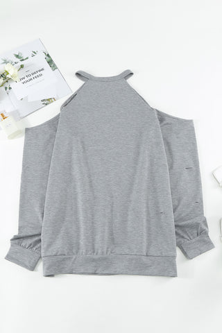 Cold Shoulder Long Sleeve Sweatshirt Divacious