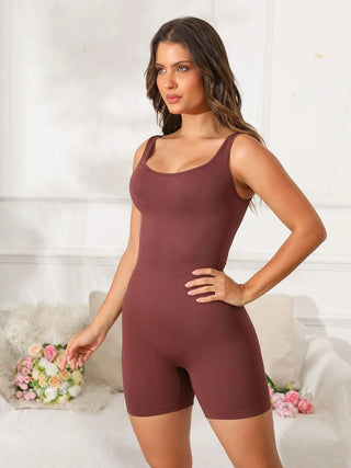 Scoop Neck Wide Strap Active Romper Divacious