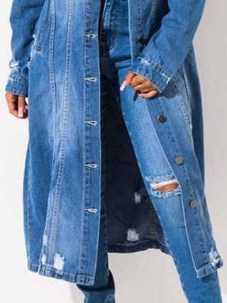 Long Sleeve Raw Hem Denim Jacket Divacious