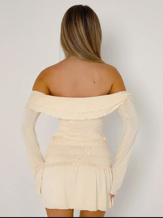 Twisted Ruffled Off-Shoulder Long Sleeve T-Shirt - Divacious