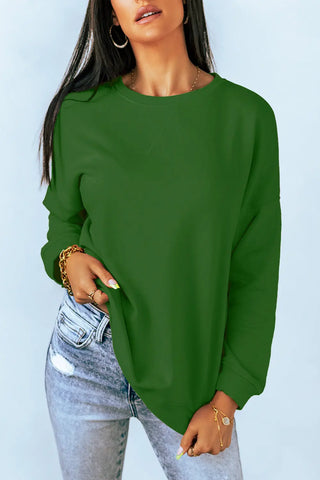 Round Neck Dropped Shoulder Sweatshirt Divacious