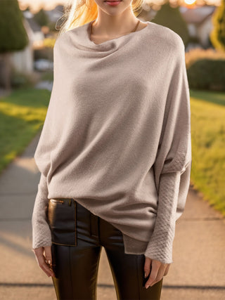 Texture Round Neck Long Sleeve Sweater Divacious