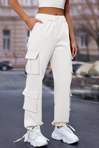 Elastic Waist Cargo Pants Divacious