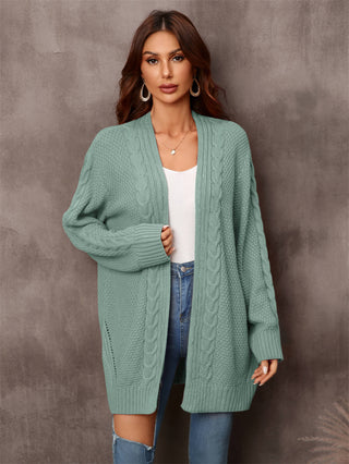 Warm Fall Mixed Knit Open Front Longline Cardigan Divacious