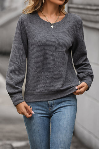 Round Neck Long Sleeve Sweatshirt Divacious