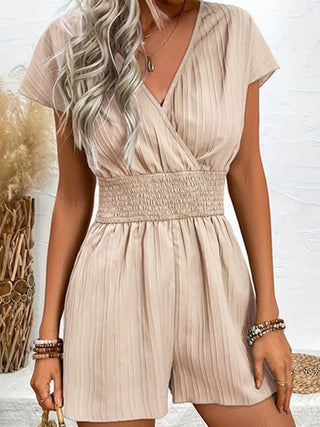 Tied Surplice Short Sleeve Romper Divacious