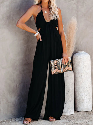 Halter Neck Wide Leg Jumpsuit Divacious