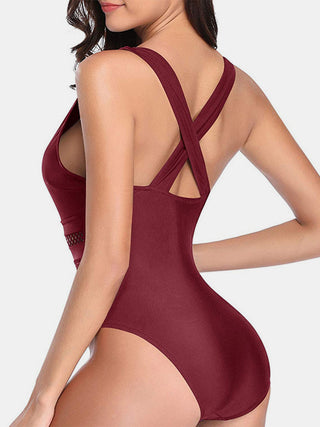 Crisscross Plunge Wide Strap One-Piece Swimwear Divacious