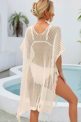 Angel Wings Fringe Trim Openwork Cover Up Divacious