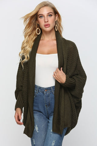 Open Front Dolman Sleeve Longline Cardigan Divacious