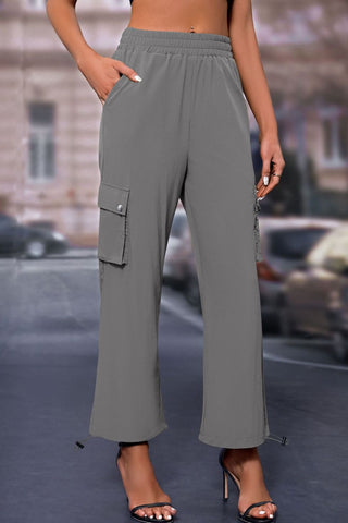 Elastic Waist Pants with Pockets Divacious