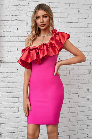 Ruffled One-Shoulder Bodycon Dress Trendsi