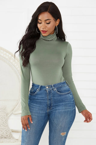 Turtleneck Long Sleeve Bodysuit Divacious