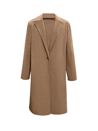 Collared Neck Button Up Long Sleeve Coat Divacious