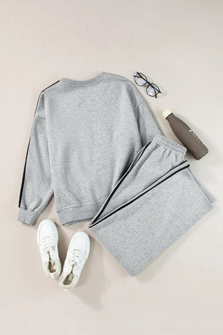 Round Neck Long Sleeve Top and Pants Active Set Trendsi