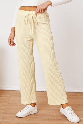 Textured Elastic Waist Straight Pants Divacious