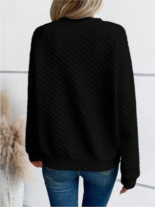 Notched Long Sleeve Sweatshirt Divacious