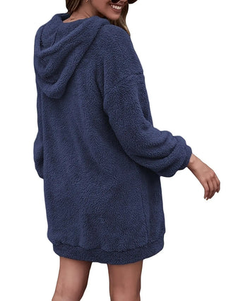 Half Zip Dropped Shoulder Oversized Hoodie Divacious