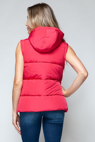 Snobbish Snap and Zip Closure Hooded Vest Trendsi