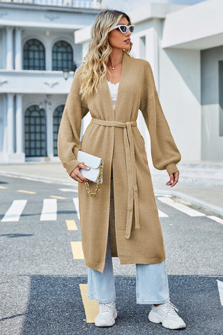 Tie Waist Longline Cardigan Divacious