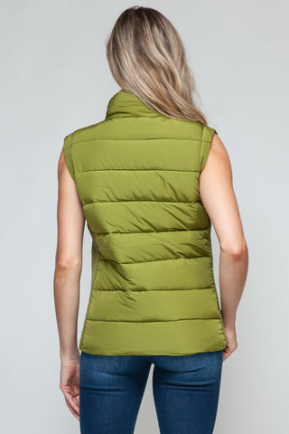 Snobbish Zip Up Turtleneck Vest with Pockets Trendsi