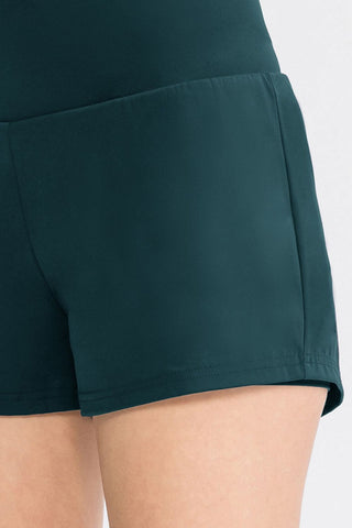 Wide Waistband Sports Shorts with Pockets Divacious